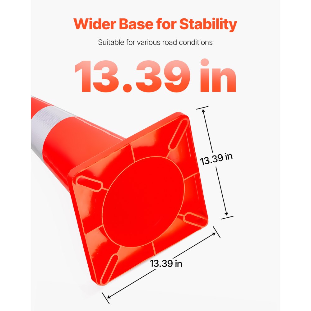 VEVOR Veiligheidskegel, 70 hoog, 12 stuks PVC verkeerskegels met 2 reflecterende kragen en verzwaarde voet, voor verkeersregeling, voor parkeren op de oprit