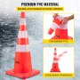 VEVOR Safety Cones, 6 x 36\" Traffic Cones, PVC Orange Construction Cones, Reflective Collars Traffic Cones with Weighted Base Used for Traffic Control, Driveway Road Parking and School Improvement