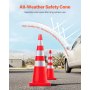 VEVOR Safety Cones, 6 x 36\" Traffic Cones, PVC Orange Construction Cones, Reflective Collars Traffic Cones with Weighted Base Used for Traffic Control, Driveway Road Parking and School Improvement