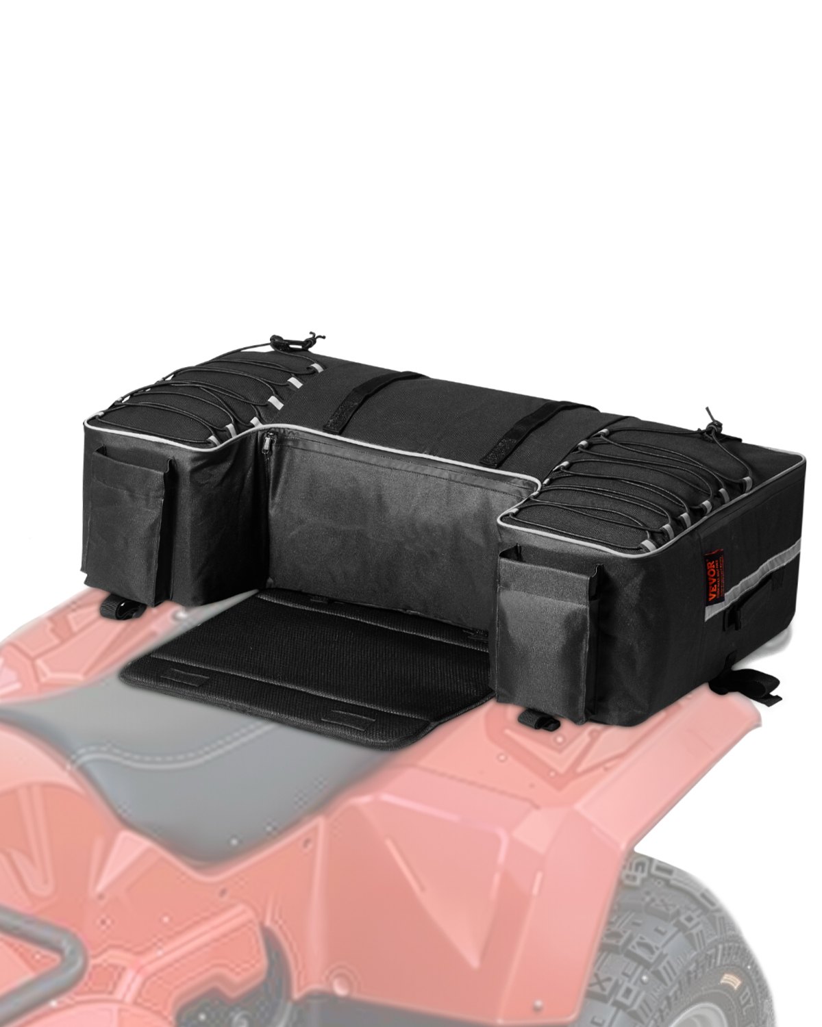 VEVOR ATV-achtertas 60L, 600D Oxford-stof, opbergtas met rugleuning en waterdichte hoes, voor de meeste ATV's met bagagedrager - compatibel met UTV's en Can-Am voertuigen.