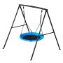 VEVOR Swing Set for Backyard, 40 in Saucer Swing Seat with Heavy Duty A-Frame Metal Stand, 440 lbs Load Capacity, Reinforced with Spiral Ground Anchors, Swingset Outdoor for Kids, Black and Blue