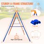 VEVOR swing set with sturdy a-frame structure, high-strength metal tubes, and 4 ground stakes, 440 lbs capacity.