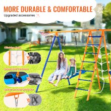 VEVOR Swing Sets for Backyard 6 in 1 Swing Set 440lbs Capacity Metal Swingset