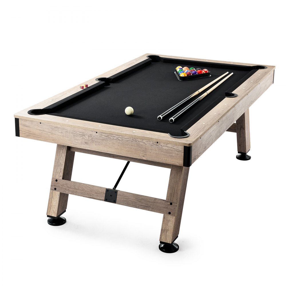 VEVOR Pooltafel, 2,13 m Pooltafel, Pooltafel met verstelbare poten, Pooltafelset inclusief ballen, keuen, krijt en borstel, Perfect voor de familiespeelkamer voor kinderen en volwassenen