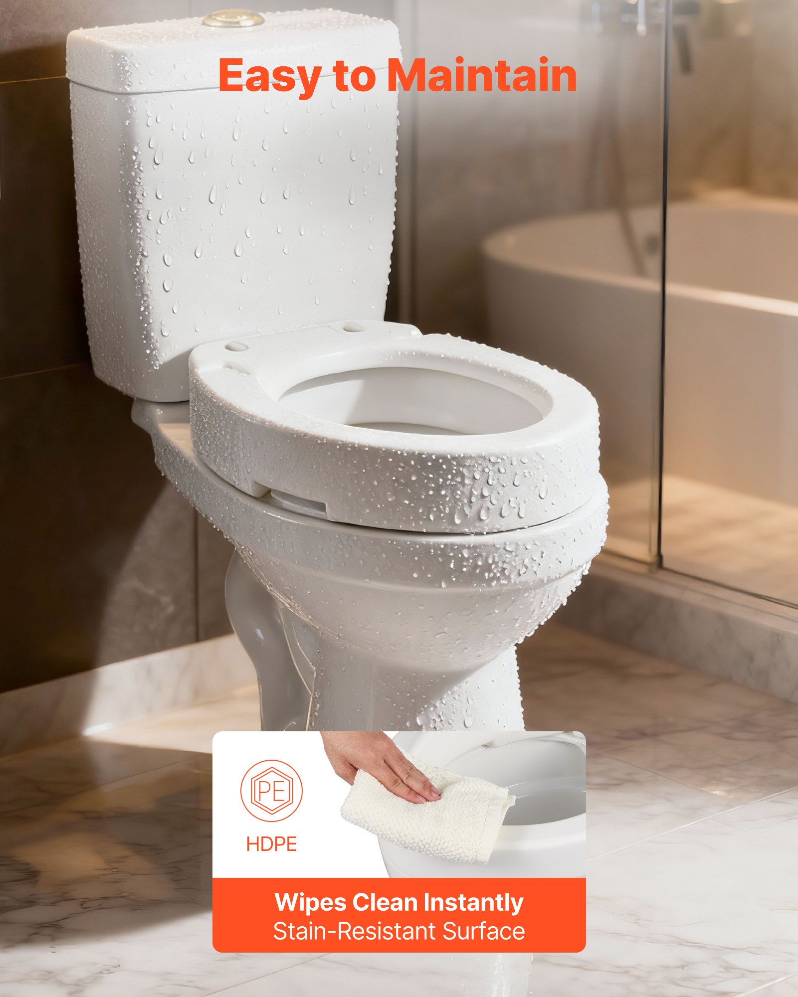 VEVOR toiletbrilverhoger (draagvermogen 136 kg) met een hefhoogte van 88,9 mm, verhoogde toiletbril met vergrote opening voor ouderen, verlengde toiletpotten.