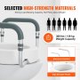 VEVOR verhoogde toiletbril, 88,9 mm hoog, draagvermogen 136 kg, voor ronde standaardtoiletten, aluminium leuning, met EVA-armsteunkussen, voor senioren, gehandicapten, patiënten, zwangere vrouwen, medische professionals