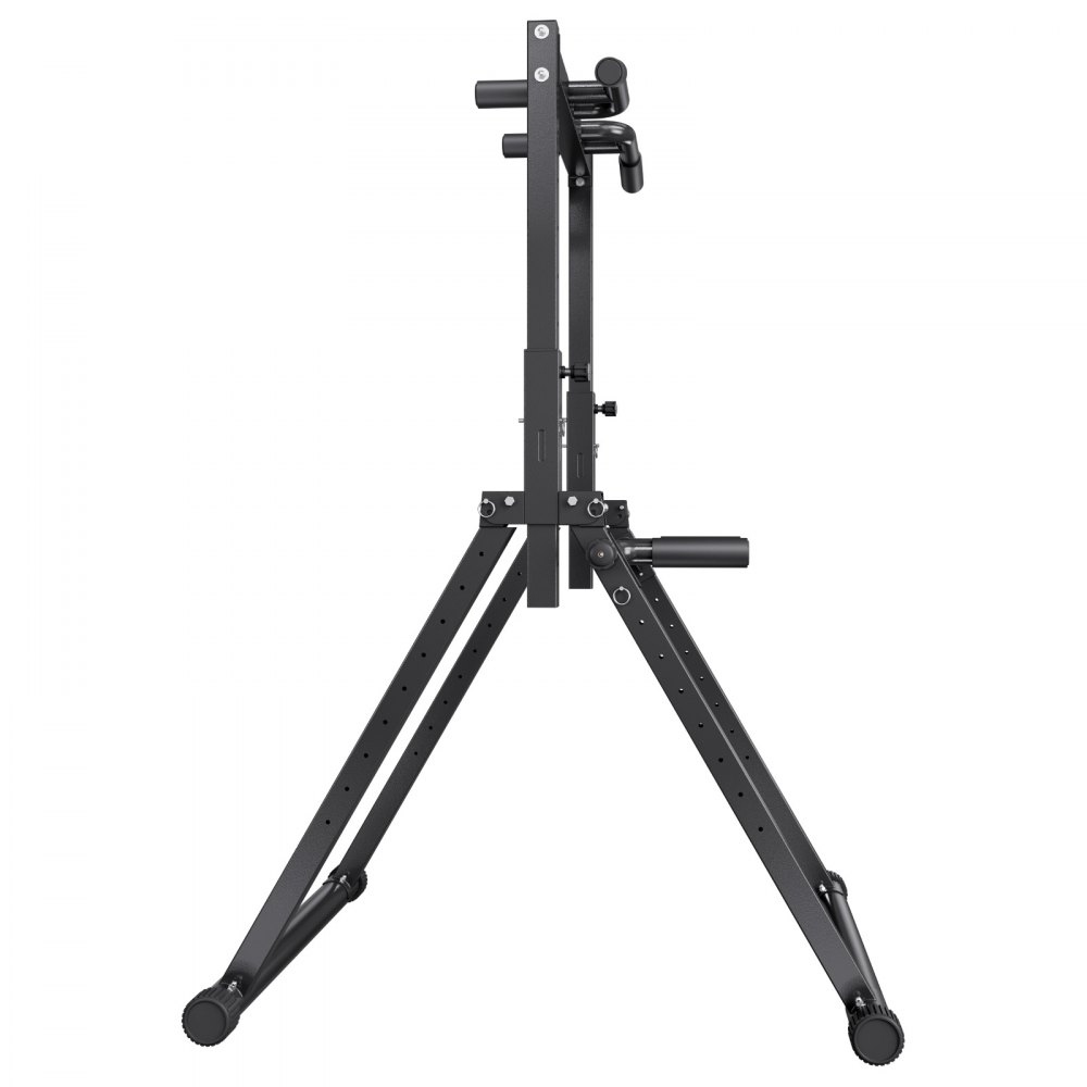 VEVOR Opvouwbare Pull-up Bar/Power Dip Station met een draagvermogen van 150 kg, driehoekige structuur en robuuste stalen buis, 9-voudig in hoogte verstelbaar, voor arm- en rugkrachttraining, zwart