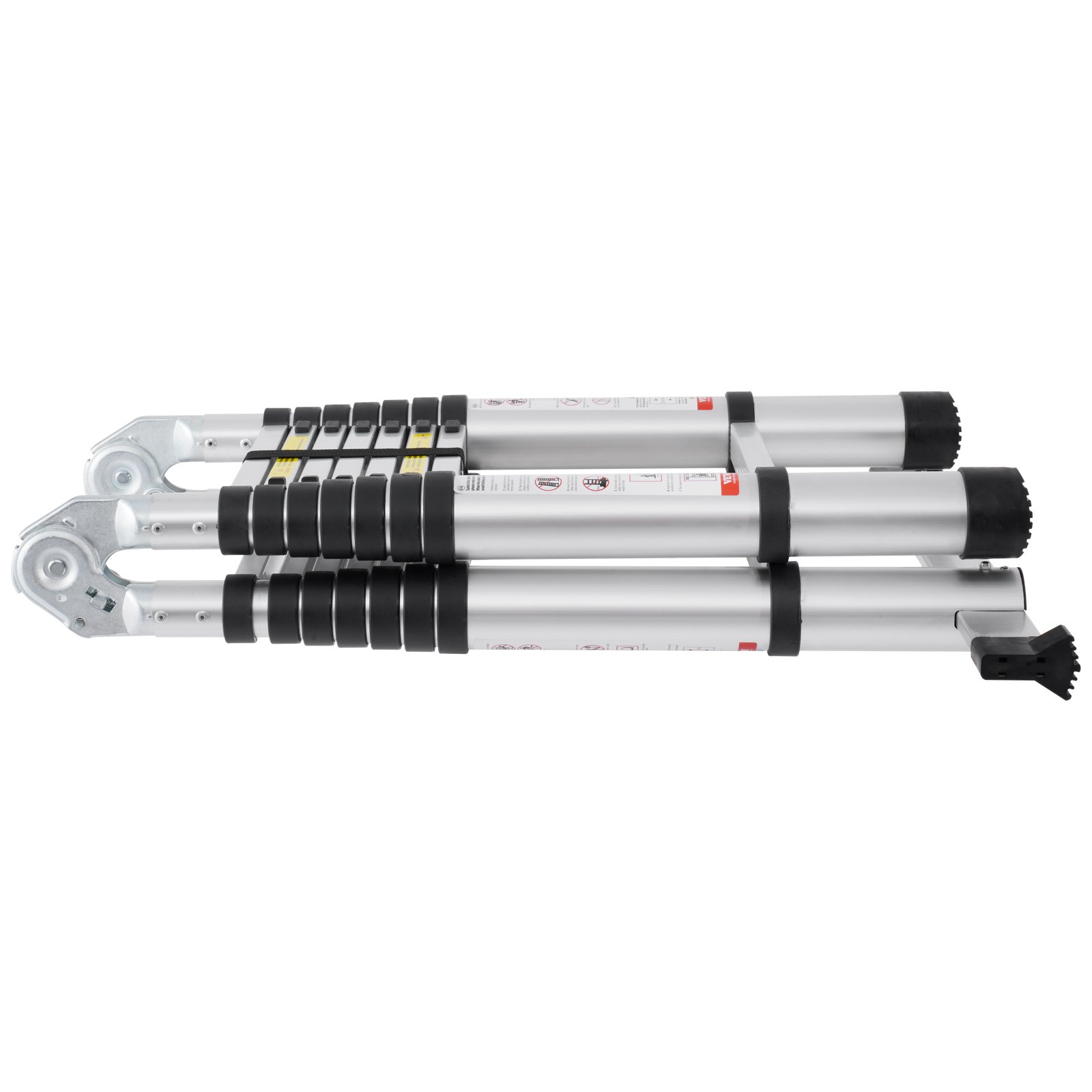 VEVOR Telescopische Ladder, 2,4-5 m, A-vormige Aluminium Uitschuifladder, Lichtgewicht Opvouwbare Ladder met Meerdere Zakken, Ladder met Draagvermogen van 170 kg met Stabilisatorstang, Multifunctionele Ladder voor Camper, Camper