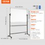 VEVOR oprolbaar whiteboard, 48 x 32 inch, dubbelzijdig magnetisch mobiel whiteboard, 360° draaibaar, in hoogte verstelbaar whiteboard met wielen en verplaatsbare lade