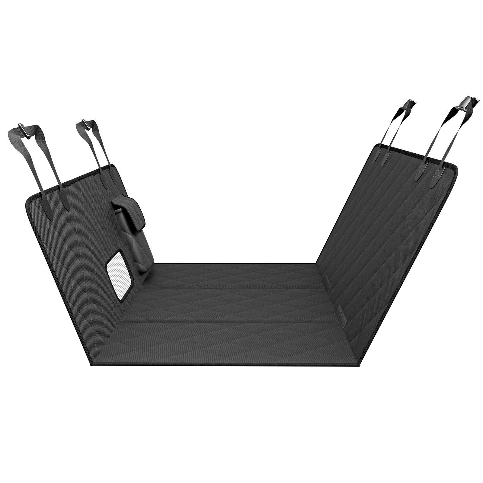 VEVOR Hondenautostoelhoes voor de achterbank, 137 x 68 cm, waterdicht, stevige 600D autostoelbeschermer voor huisdieren met gaasvenster en opbergvak, krasbestendig, zachte hondenhangmat voor de achterbank van een SUV