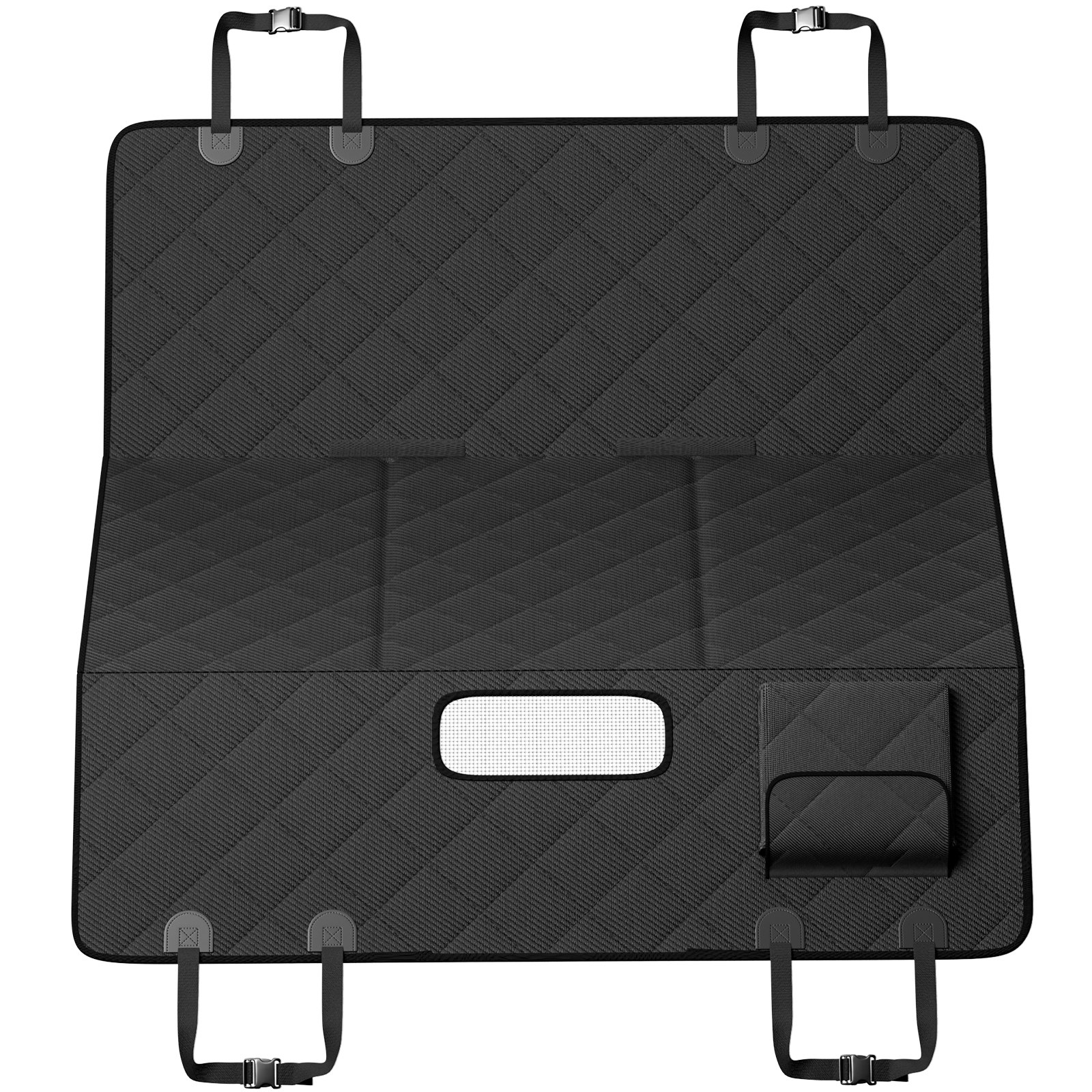 VEVOR Hondenautostoelhoes voor de achterbank, 137 x 68 cm, waterdicht, stevige 600D autostoelbeschermer voor huisdieren met gaasvenster en opbergvak, krasbestendig, zachte hondenhangmat voor de achterbank van een SUV