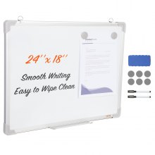 VEVOR whiteboard magneetbord met pennenbakje 457 x 610 mm, whiteboard incl. 2 whiteboard pennen + 6 magneten + 1 magnetische wisser, whiteboard droog uitwisbaar memobord, voor kantoor, school etc.