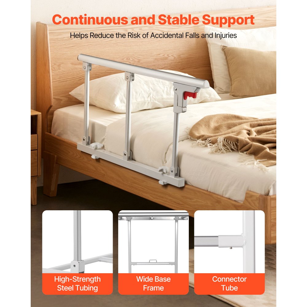VEVOR Opvouwbare bedhek voor senioren, 70 cm bedhek met bevestigingsband, valbeveiliging, randbeveiliging, geschikt voor kingsize, queensize, tweepersoonsbedden en eenpersoonsbedden