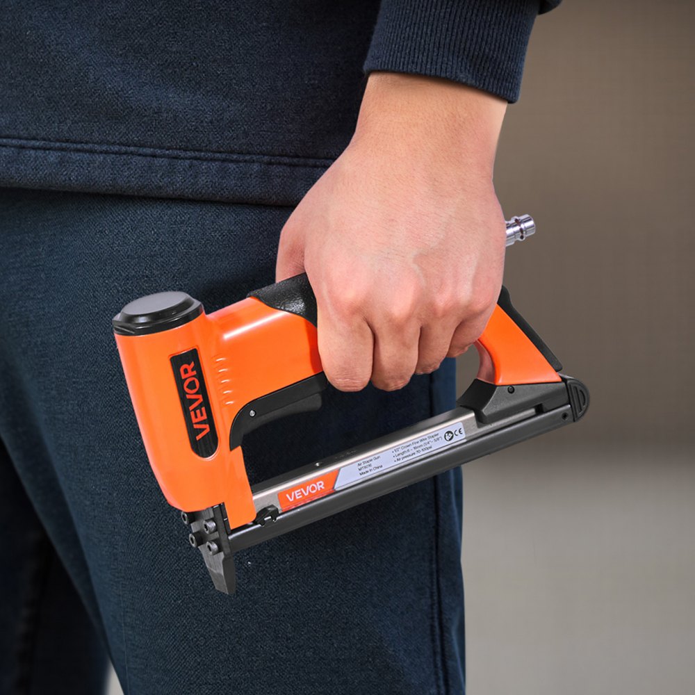 VEVOR Pneumatic Staple Gun, 21 Gauge Air Upholstery Stapler for 80 Series Fine Wire Staples 12.8mm Crown 6mm -16mm Length, Max 150PCS Loading Air Staple Gun for Upholstering, Woodworking, DIY Projects