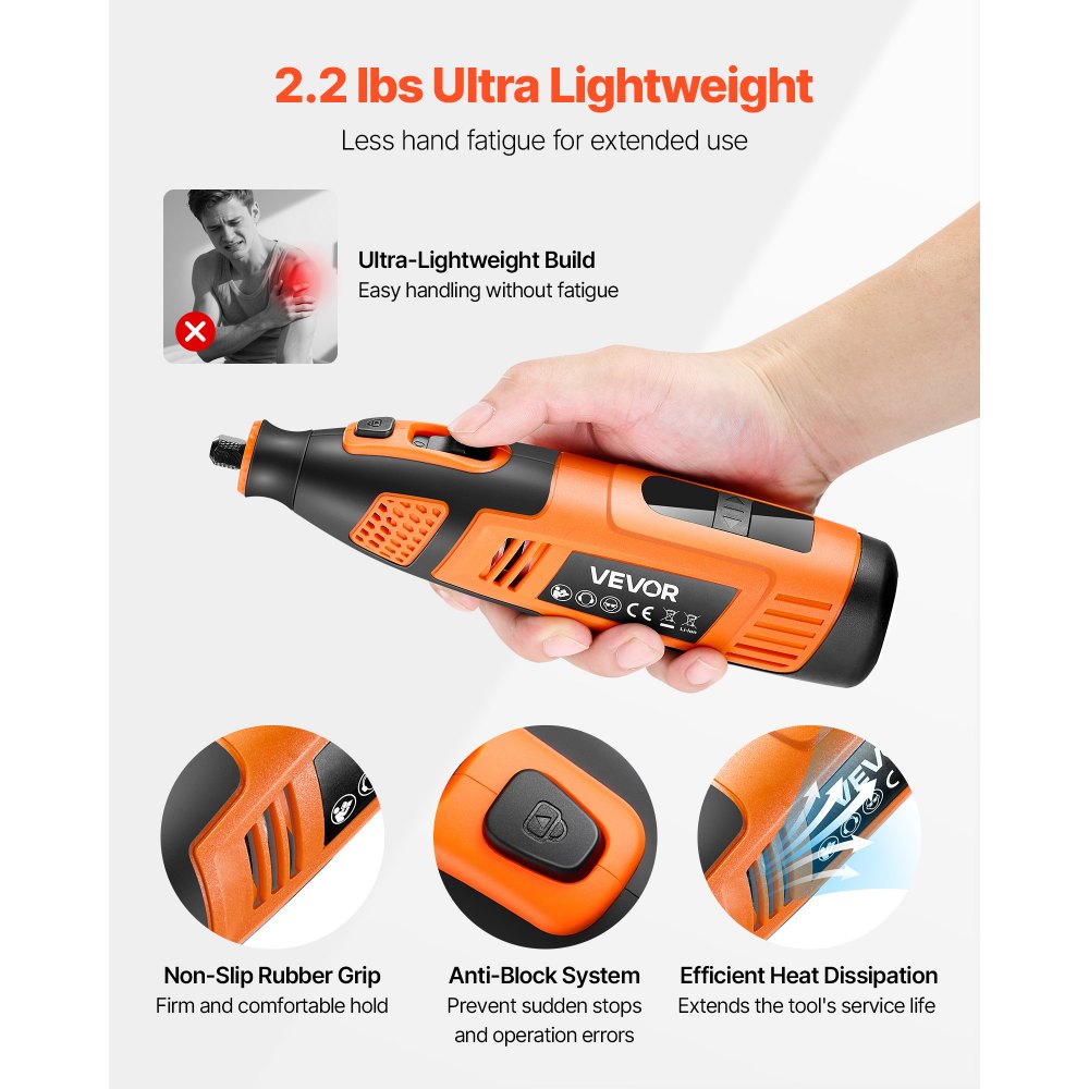 VEVOR 119-delige draadloze multitoolset, draagbare DC12V mini-rotatietool, 28 snelheden 5000–32000 tpm, voor graveren, slijpen, polijsten, snijden, doe-het-zelf