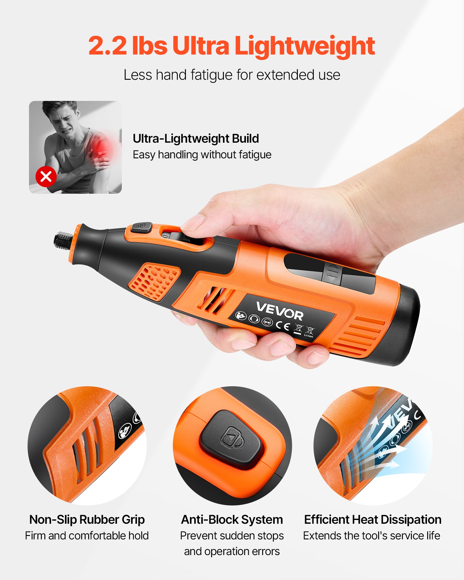 VEVOR 119-delige draadloze multitoolset, draagbare DC12V mini-rotatietool, 28 snelheden 5000–32000 tpm, voor graveren, slijpen, polijsten, snijden, doe-het-zelf