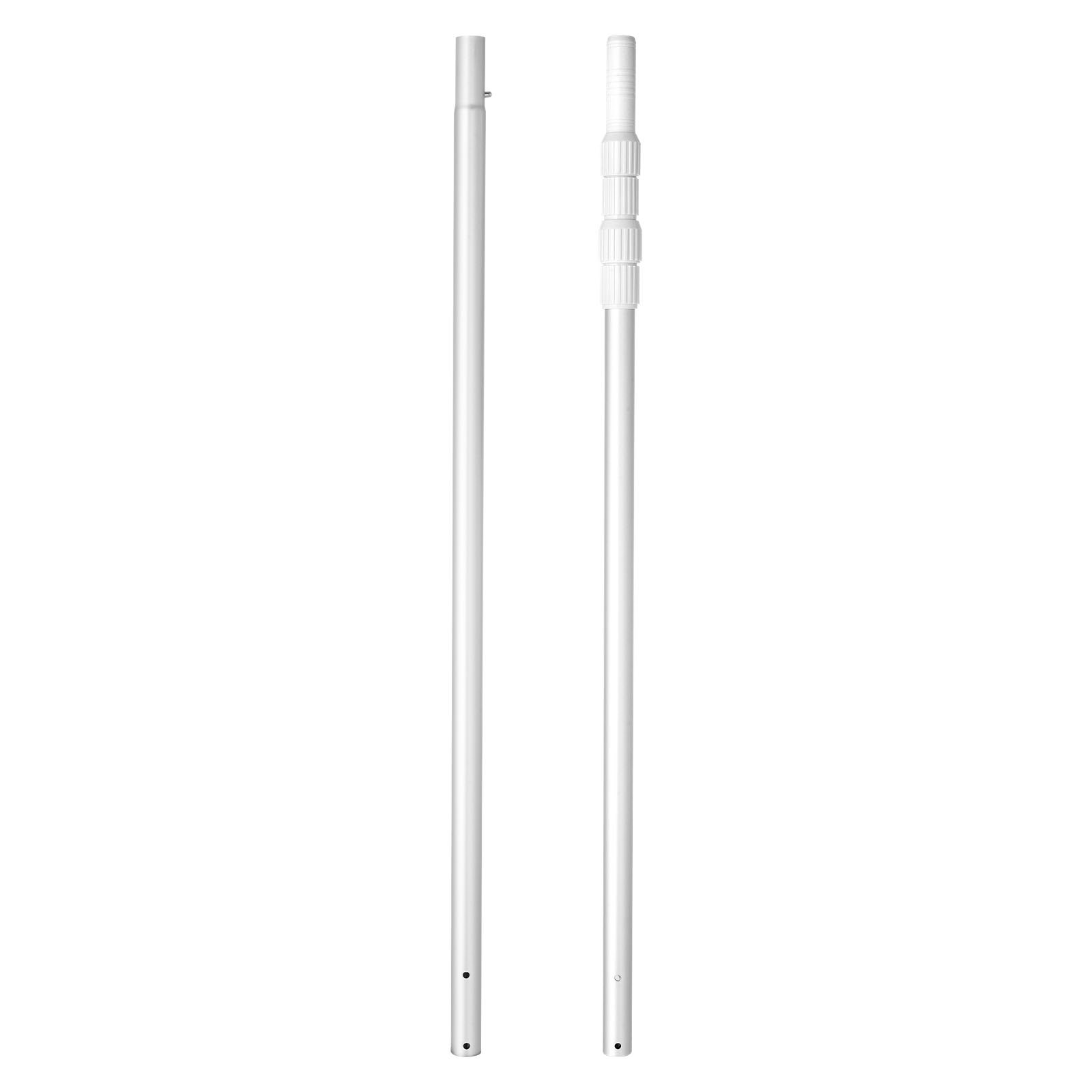 VEVOR Pool Pole Zwembadpaal (1-3,65 m), Reinigingspaal voor zwembaden, Professionele verstelbare telescoopsteel met verlengstok, Reinigingsstang voor borstel, Zuigkop, Skimmernet