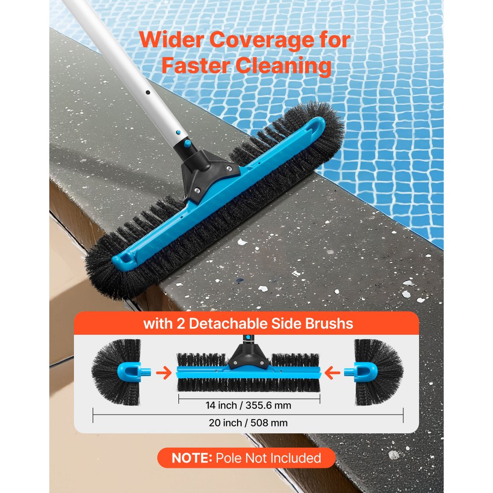 VEVOR Pool Brush Head Schrobborstels (508 mm) met nylon borstelharen en aluminium paalconnector, borstelkop voor het reinigen van wanden van ingebouwde/bovengrondse zwembaden (zonder paal)