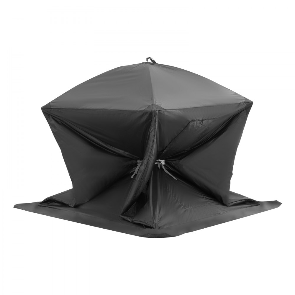 VEVOR Draagbare ijsvisserstent, opvouwbare ijsvisserstent voor 1-2 personen, 300D Oxford stoffen vistent, visparaplu voor wintervissen, tent met ankers/touw/draagtas, 1,5 x 1,5 x 1,65 m, zwart