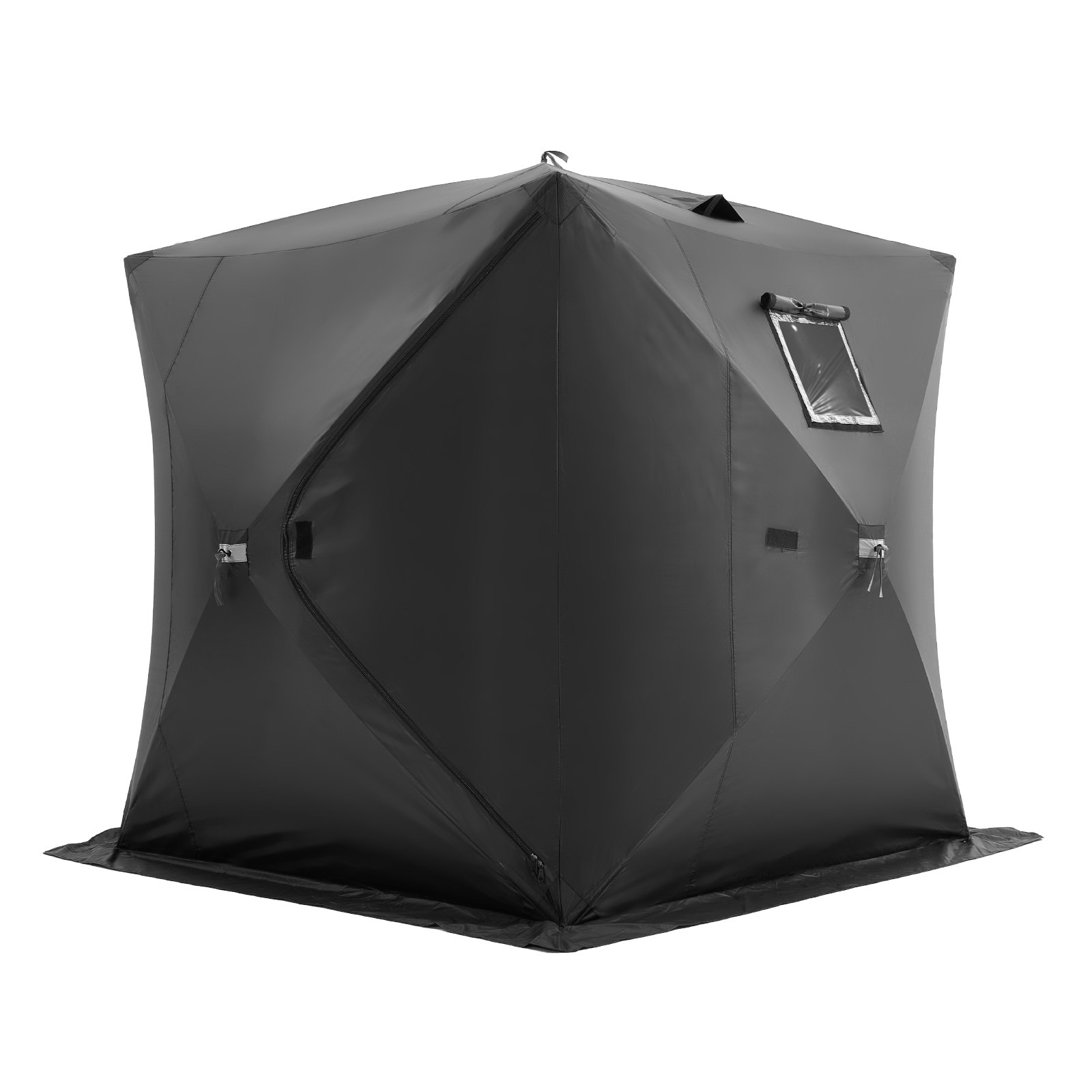VEVOR Draagbare ijsvisserstent, opvouwbare ijsvisserstent voor 3-4 personen, 300D Oxford-stof vistent, ijstent voor wintervissen, tent met ankers/touw/draagtas, 1,8 x 1,8 x 2 m, zwart