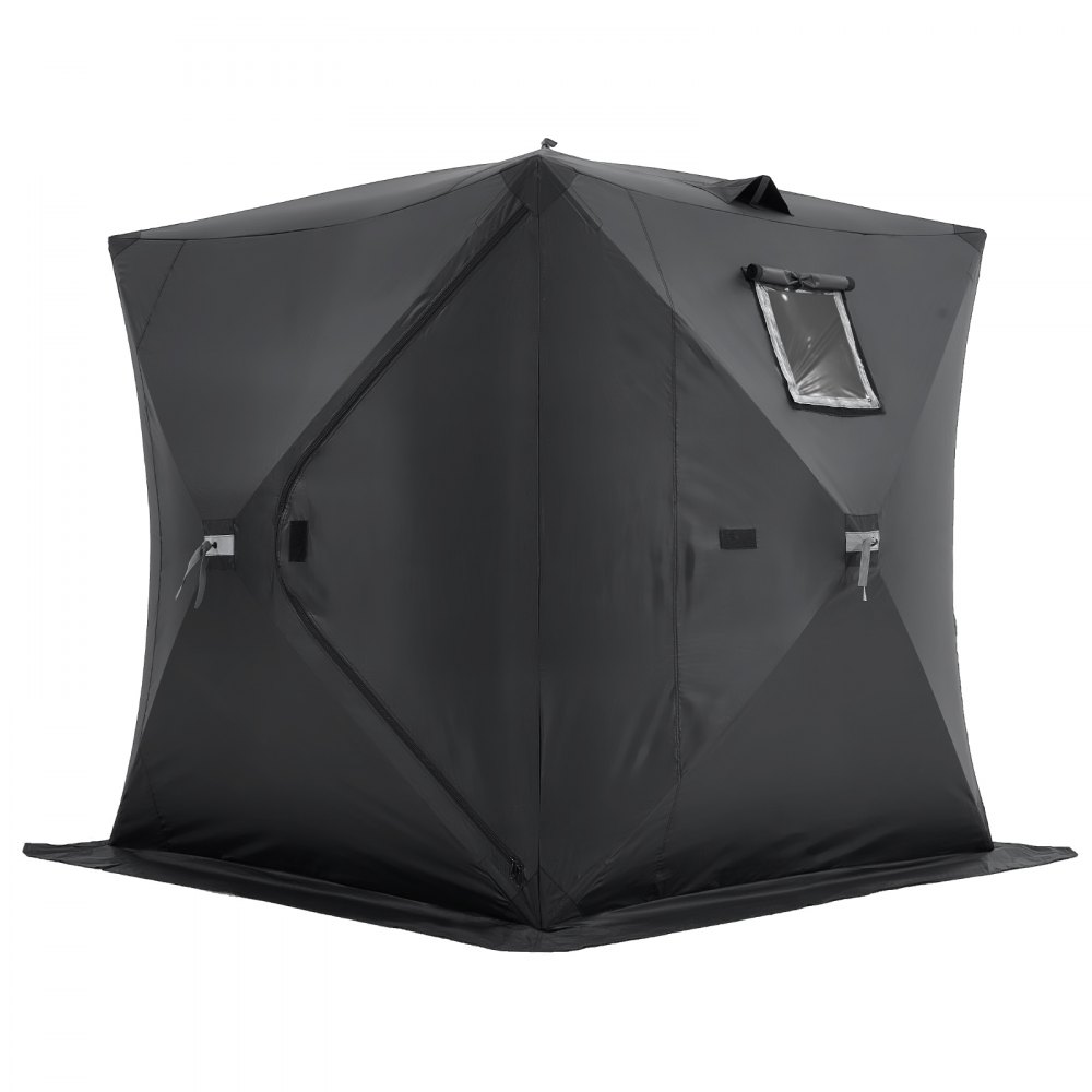VEVOR Draagbare ijsvisserstent, opvouwbare ijsvisserstent voor 3-4 personen, vistent, visparaplu, thermische ijstent voor wintervissen, tent met ankers, touwen, draagtas, 2,3 x 2,3 x 2 m, zwart