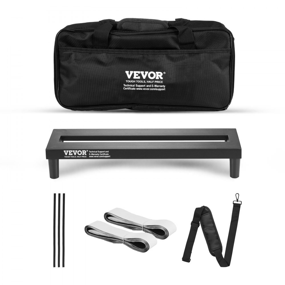 VEVOR guitar pedal board with carrying case and adjustable straps.