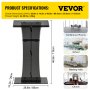 VEVOR Acrylic Pulpit, 119 cm Tall, Clear Podium Stand with Wide Reading Surface & Storage Shelf, Floor-Standing Plexiglass Lectern for Church Office School, Black
