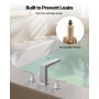VEVOR Roman Tub Faucet, 3 Hole Waterfall Bathtub Faucet, Bath Tubs Faucets Set with 2 Handles, Roman Tub Faucets Deck Mount for Pet Washing, Baby Care, Adult Bathing, Silver, Right-Angle Spout Design