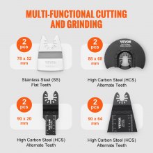 VEVOR 33x Saw Blade Multifunction Tool 8 Types Oscillating Tool High Carbon Steel (HCS) Quick Change Interface Compatible with 95% of oscillating tools on the market