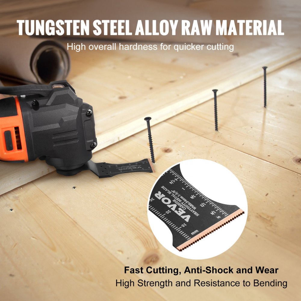 VEVOR 3x zaagblad multitool 3,4x9cm oscillerend gereedschap van titaniumcarbidestaal snelwisselinterface compatibel met 95% van de oscillerende gereedschappen die op de markt verkrijgbaar zijn