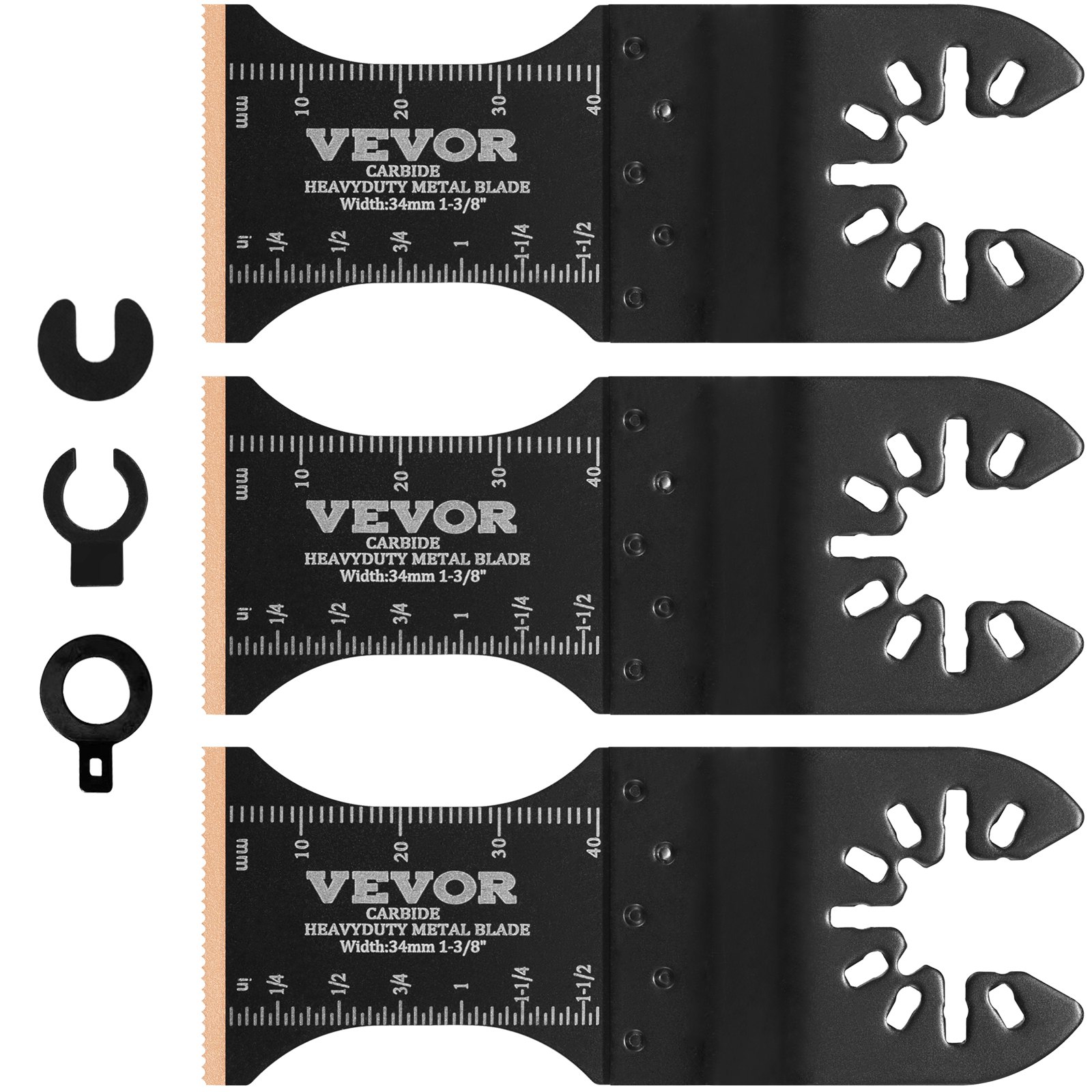 VEVOR 3x zaagblad multitool 3,4x9cm oscillerend gereedschap van titaniumcarbidestaal snelwisselinterface compatibel met 95% van de oscillerende gereedschappen die op de markt verkrijgbaar zijn
