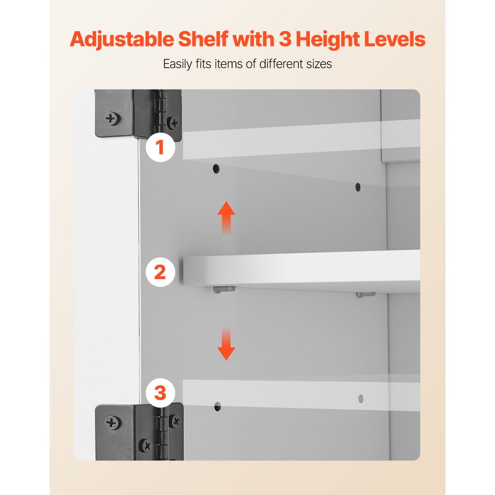 VEVOR Bathroom Wall Cabinet, 2 Doors & Adjustable Shelf, Over the Toilet Storage Medicine Cabinet Wall Mounted, Hanging Organizer with Drawer & Open Partition for Laundry Room Kitchen Restroom, White