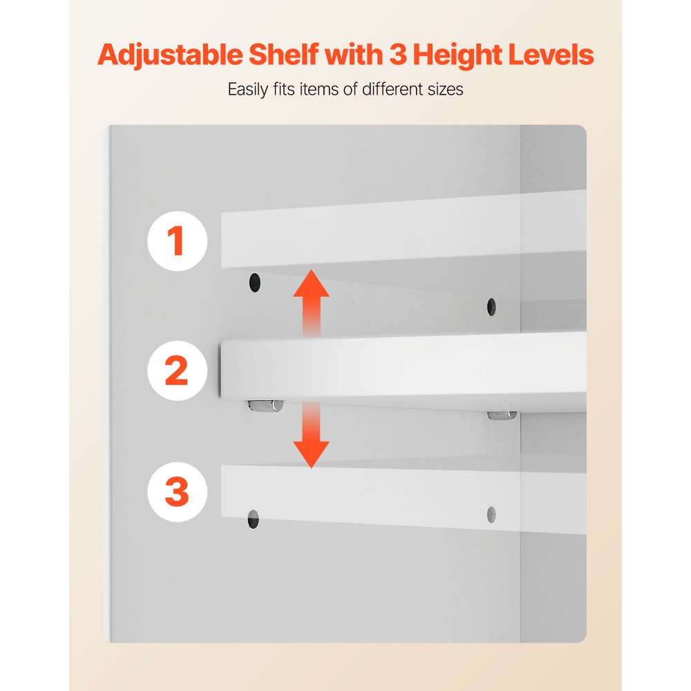 VEVOR Badkamer Wandkast Medicijnkast (3 Lagen) met 2 Deuren en Verstelbare Planken, Opbergkast boven het Toilet voor Wandmontage, Hangkast voor Keukentoilet Wit