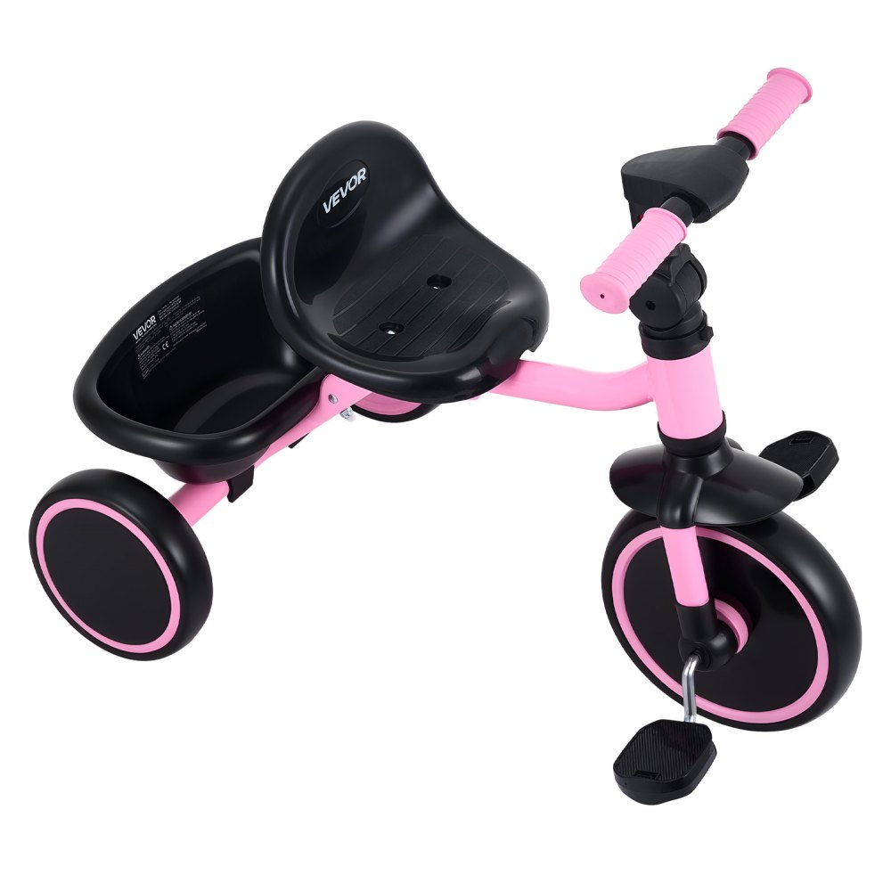 VEVOR driewieler voor kinderen van 2 tot 5 jaar, loopfiets met verstelbare zitting, opbergmand en frame van koolstofstaal, opvouwbare kinderdriewieler met handvatten, cadeau voor jongens en meisjes