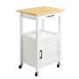 VEVOR Keukeneilandwagen met kast met één deur, mobiele wagen met lade, handdoekhouder en haken, draagbare tafel op wielen, kleine koffie-eilanden, magnetronstandaard voor eetkamer, wit