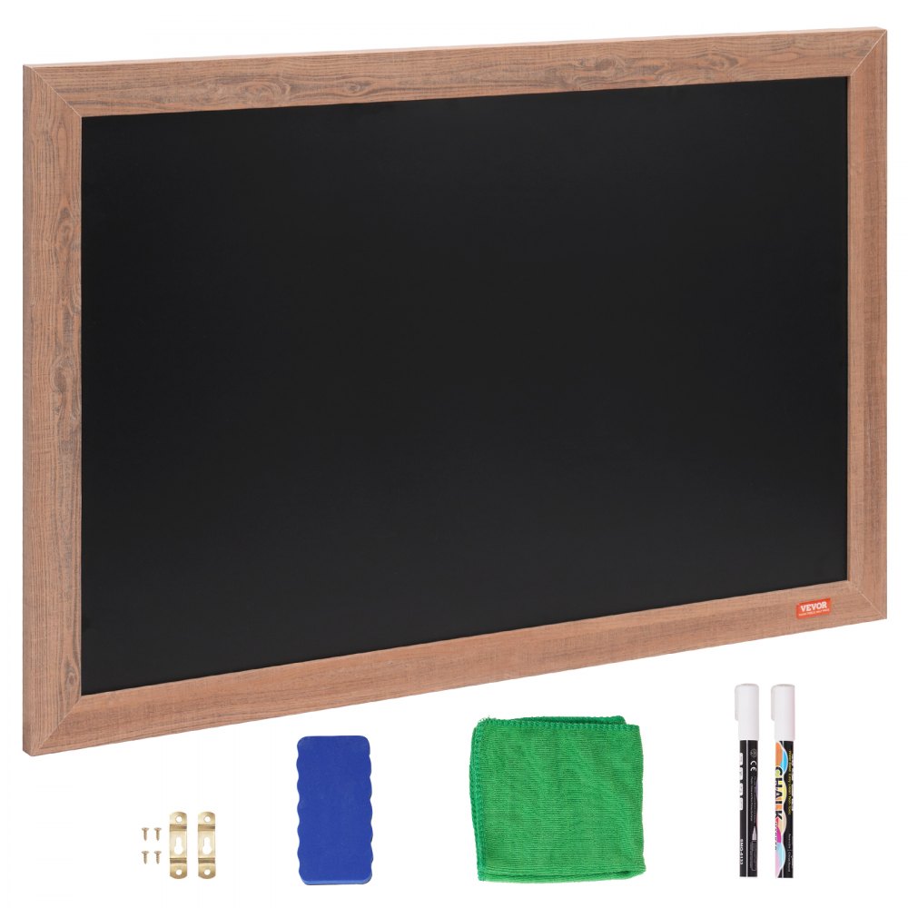 VEVOR magnetic chalkboard with wooden frame 508 x 762 mm, magnetic collection board 432 x 686 mm, vertical or horizontal hanging incl. 2 chalk markers & eraser & cloth, wall mounting stand