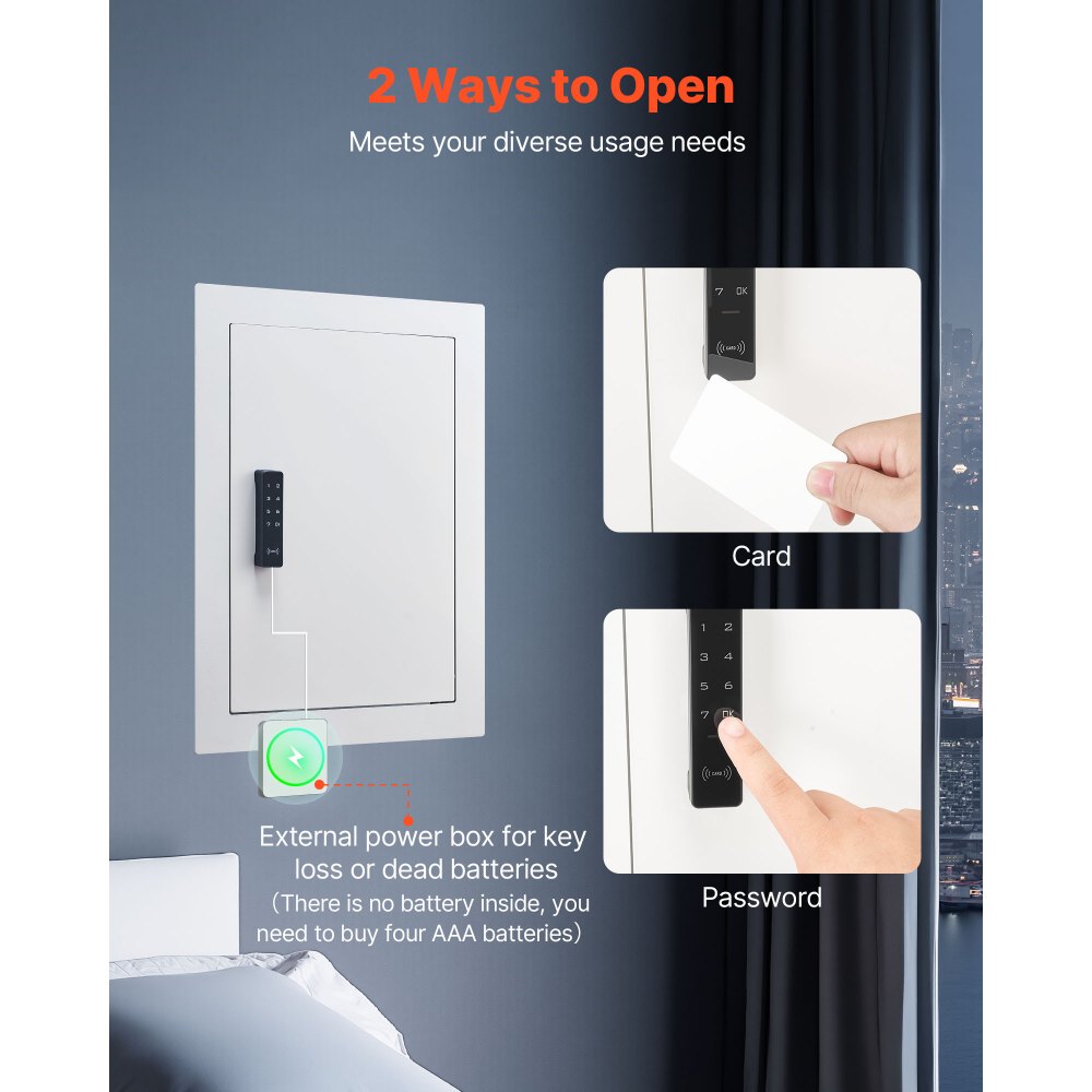 VEVOR 0.83 sq.ft Wall Safe, 3-Tier Hidden Wall Safe with Password, Key & Turning Knob, Q235 Cold-Rolled Steel In-Wall Box with Adjustable Shelves & Mounting Holes for Money, Jewelry, Passport, White