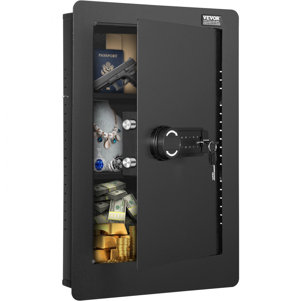 VEVOR 25.59" Tall Wall Safe 3-Tier Hidden Safe with Keypad Shelves & Key Holders