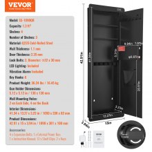 VEVOR Gun Safe Wandgemonteerd toetsenbord Vingerafdrukkluis Kluis 1,3 ft²