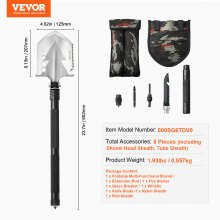 VEVOR Survival Shovel 8 in 1 Campingschop Opvouwbaar Draagbaar Multifunctioneel