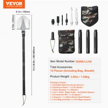 VEVOR Survival Shovel 13 in 1 Campingschop Opvouwbaar Draagbaar Multifunctioneel