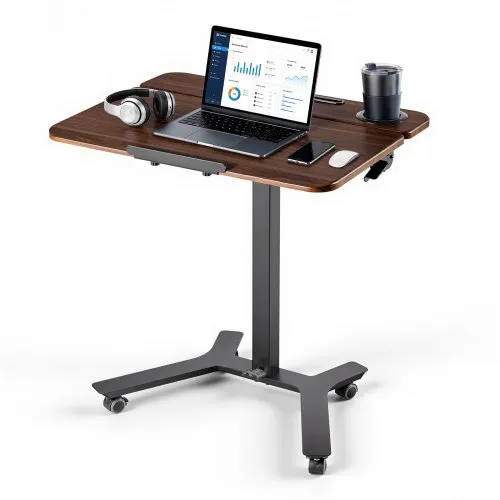 VEVOR in hoogte verstelbaar bureau (computerbureau) 715x525x(750x1100)mm, metalen frame, MDF-blad, 0-90° kantelbaar, draagvermogen 15 kg, zwenkwielen met 2 remmen, mobiel bureau voor thuiswerkplek