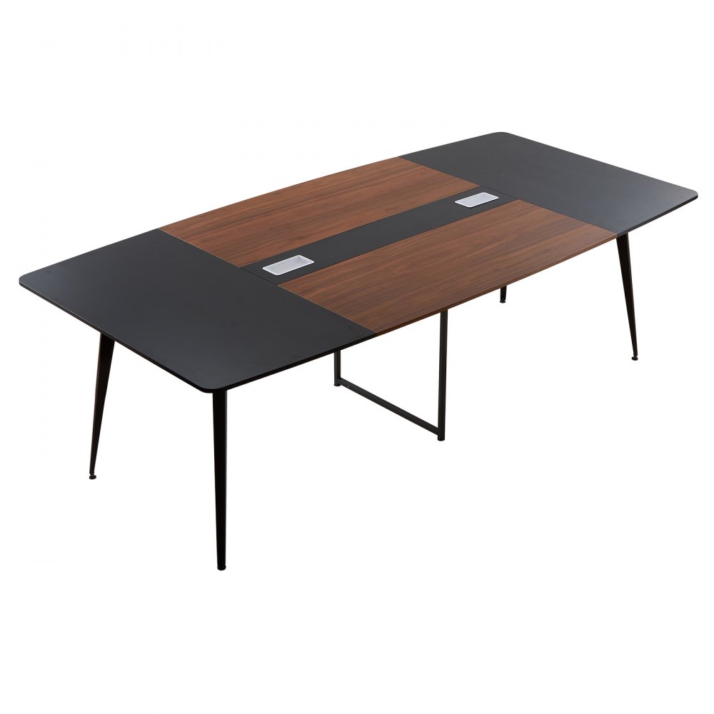 VEVOR Conferentietafel, vergadertafel voor 10 personen, 6-delige set, 240 x 120 cm, bootvormig bureau, seminartafel, vergadertafel, multifunctionele tafel, pauzetafel met metalen poten voor kantoor en vergaderruimte