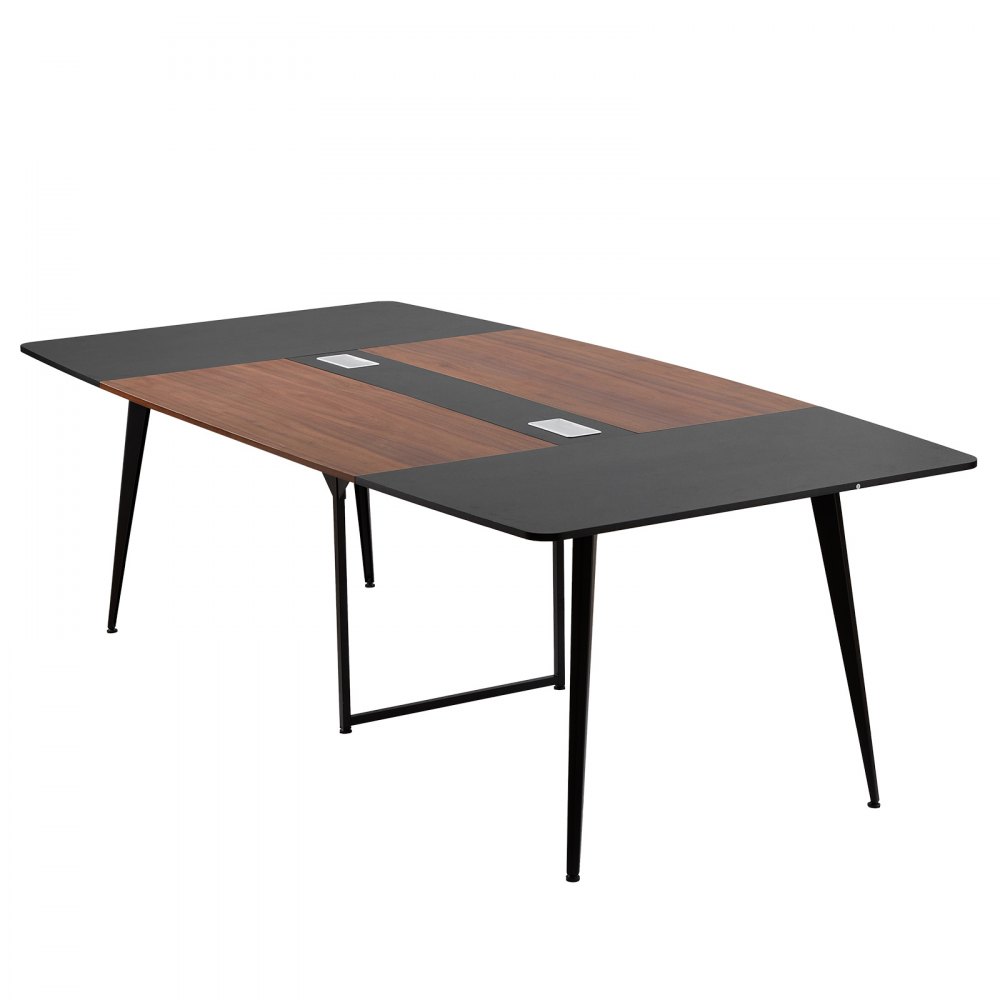 VEVOR Conferentietafel, vergadertafel voor 10 personen, 6-delige set, 240 x 120 cm, bootvormig bureau, seminartafel, vergadertafel, multifunctionele tafel, pauzetafel met metalen poten voor kantoor en vergaderruimte