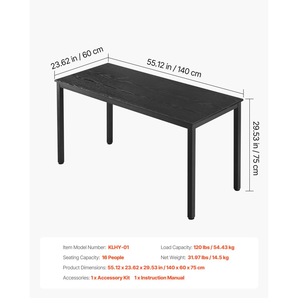 VEVOR Conference Table, Set of 6, 1400 mm Office Meeting Table for 16 Person, Flexible Combination Desk Set, Modern Rectangle Meeting Desk with Metal Legs for Office, Conference Room, Easy Assembly