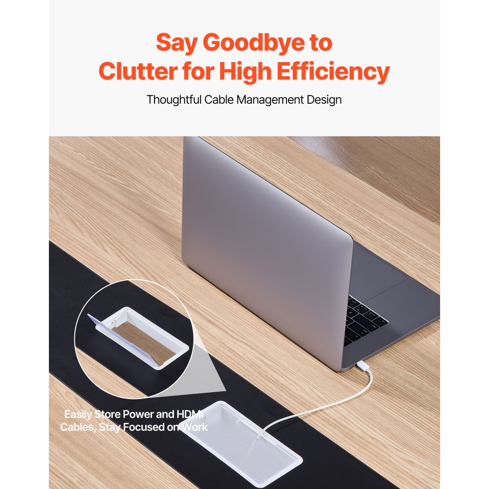 VEVOR Conferentietafel, vergadertafel voor 10 personen, 240 x 120 cm, rechthoekige seminartafel, vergadertafel, multifunctionele tafel, pauzetafel met metalen poten, ideaal voor kantoor, vergaderruimte, bruin