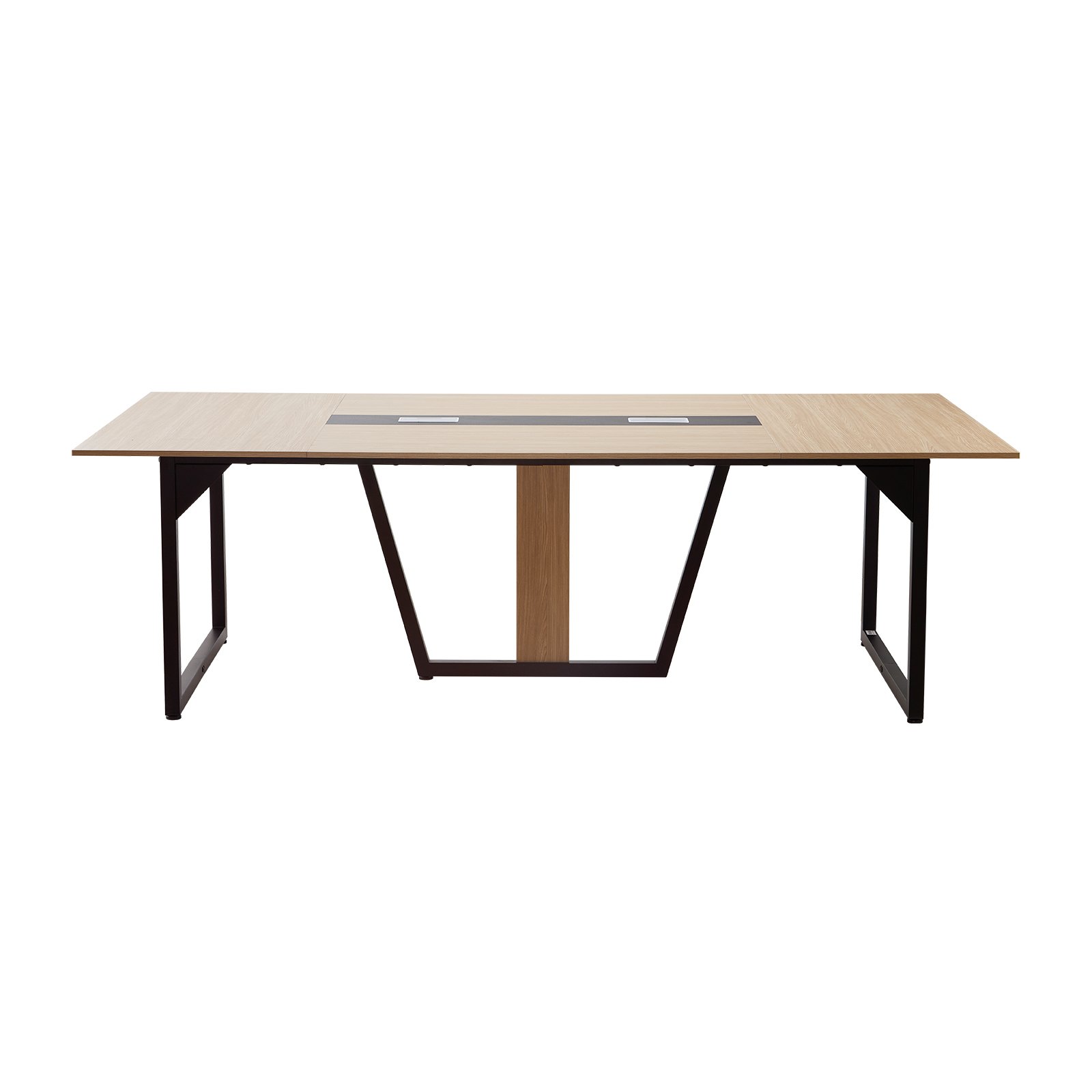VEVOR Conferentietafel, vergadertafel voor 10 personen, 240 x 120 cm, rechthoekige seminartafel, vergadertafel, multifunctionele tafel, pauzetafel met metalen poten, ideaal voor kantoor, vergaderruimte, bruin
