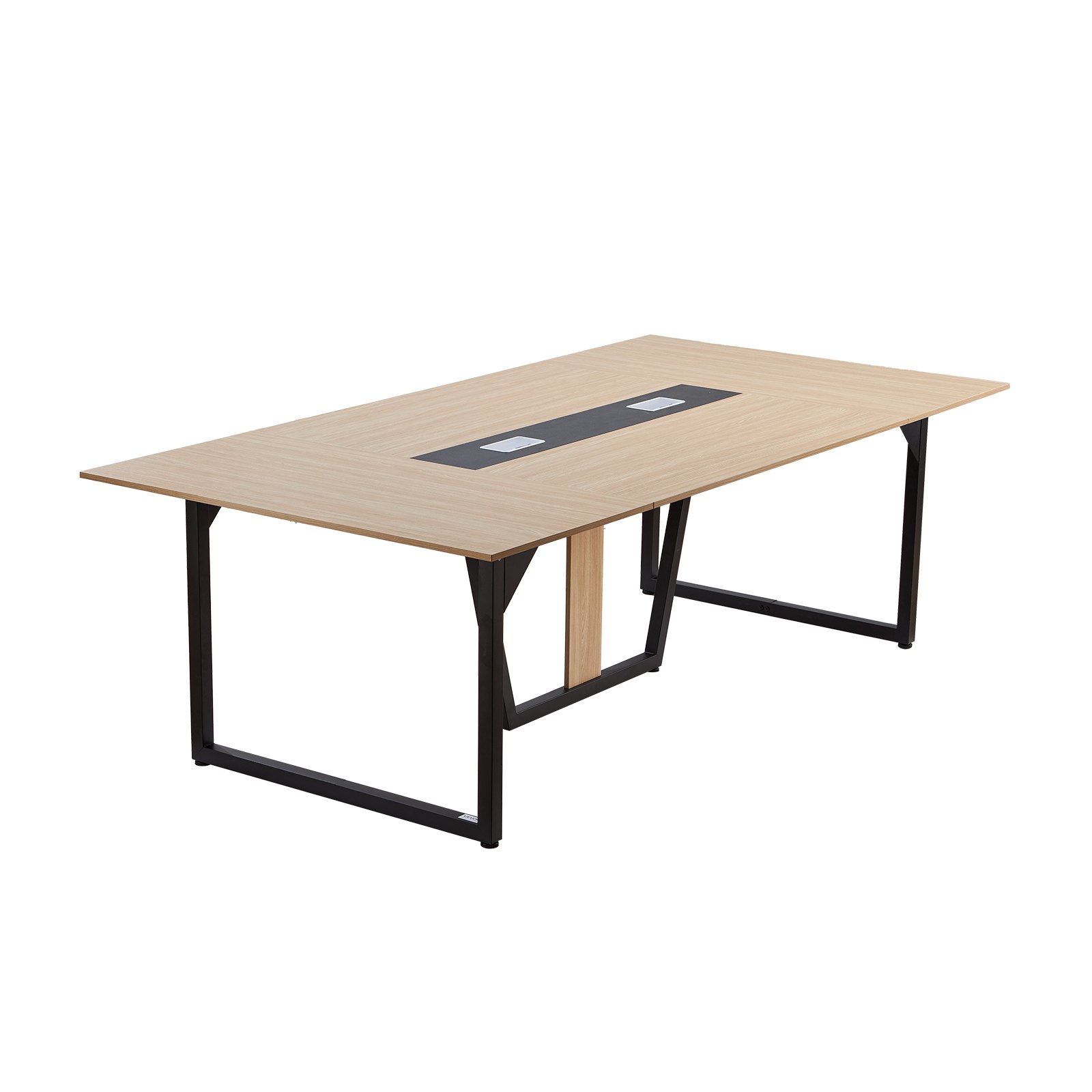 VEVOR Conferentietafel, vergadertafel voor 10 personen, 240 x 120 cm, rechthoekige seminartafel, vergadertafel, multifunctionele tafel, pauzetafel met metalen poten, ideaal voor kantoor, vergaderruimte, bruin