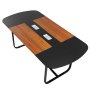 VEVOR Conference Table, 1800 mm Oval Office Meeting Table for 6-8 Person, Modern Seminar Desk with Metal Legs, Large Meeting Desk for Office, Boardroom, Conference Room, Easy Assembly, Black & Brown