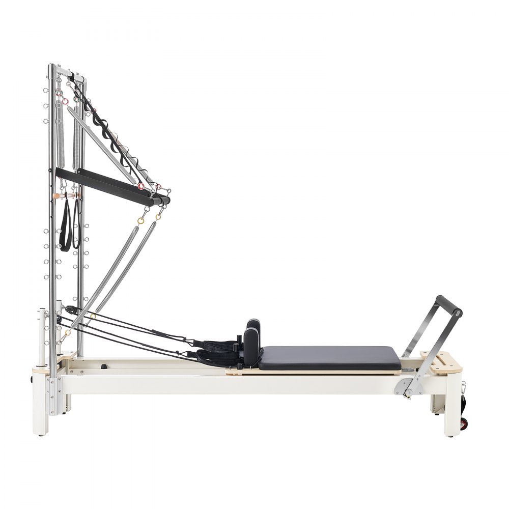VEVOR Pilates Reformer with Tower 93" Pilates Machine 400lbs Aluminum Alloy, for Home Use and Gym Workout, with Jump Board, Springs, Sitting Box, and Adjustable Headerest, for Advanced Beginners Users